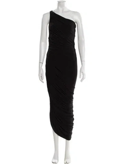 Pre-owned Norma Kamali One-shoulder Midi Length Dress In Black