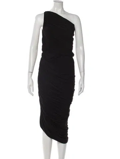 Pre-owned Norma Kamali One-shoulder Midi Length Dress In Black