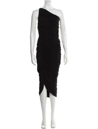 Pre-owned Norma Kamali One-shoulder Midi Length Dress In Black