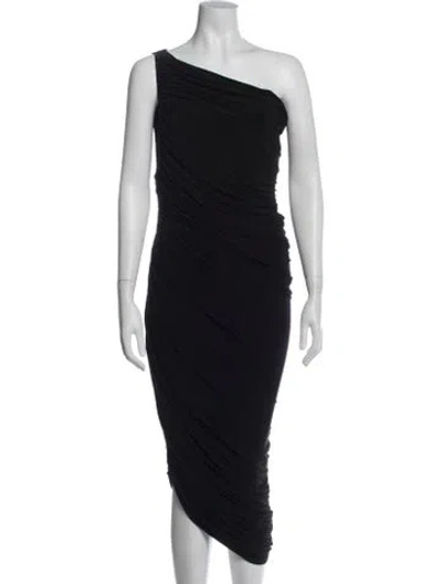 Pre-owned Norma Kamali One-shoulder Midi Length Dress In Black