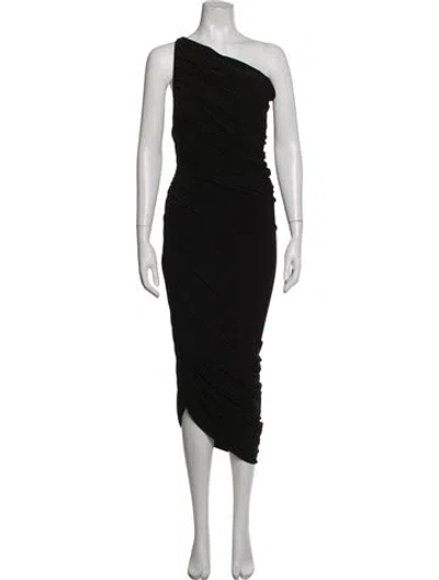 Pre-owned Norma Kamali One-shoulder Midi Length Dress In Black