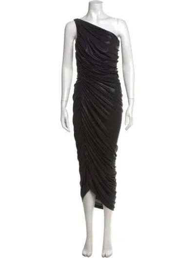 Pre-owned Norma Kamali One-shoulder Midi Length Dress In Black/metallic