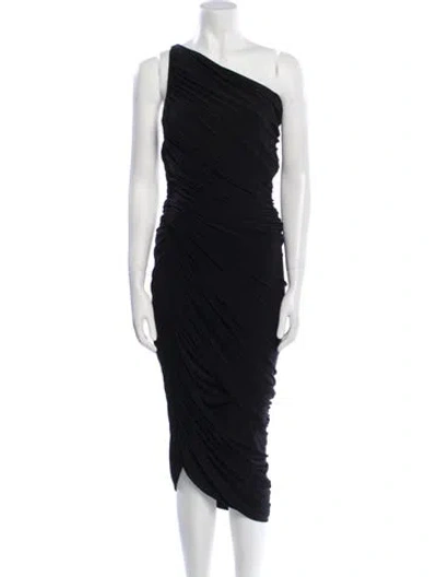 Pre-owned Norma Kamali One-shoulder Midi Length Dress In Blue