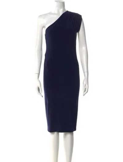 Pre-owned Norma Kamali One-shoulder Midi Length Dress In Blue