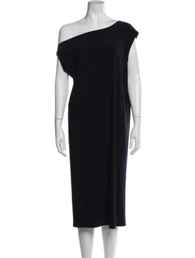 Pre-owned Norma Kamali One-shoulder Midi Length Dress In Blue