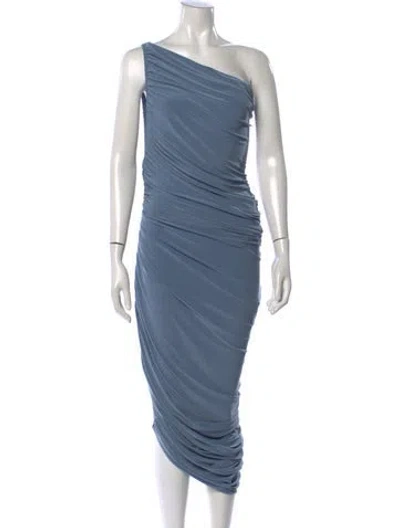 Pre-owned Norma Kamali One-shoulder Midi Length Dress In Blue