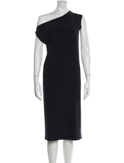 Pre-owned Norma Kamali One-shoulder Midi Length Dress In Blue