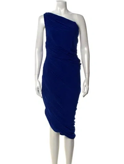 Pre-owned Norma Kamali One-shoulder Midi Length Dress In Blue
