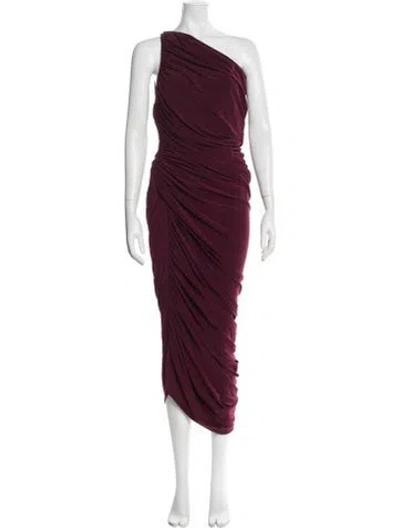 Pre-owned Norma Kamali One-shoulder Midi Length Dress In Burgundy
