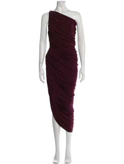 Pre-owned Norma Kamali One-shoulder Midi Length Dress In Burgundy