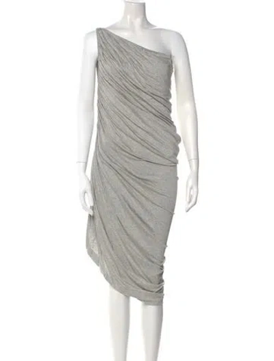 Pre-owned Norma Kamali One-shoulder Midi Length Dress In Gray