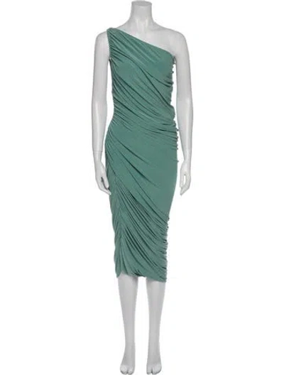 Pre-owned Norma Kamali One-shoulder Midi Length Dress In Green