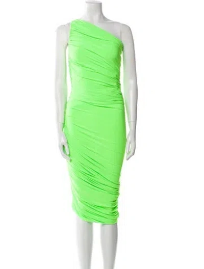 Pre-owned Norma Kamali One-shoulder Midi Length Dress In Green
