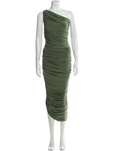 Pre-owned Norma Kamali One-shoulder Midi Length Dress In Green