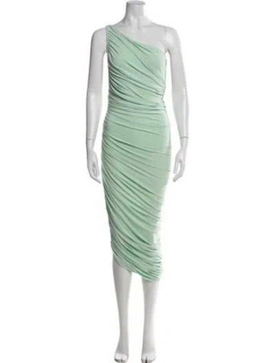 Pre-owned Norma Kamali One-shoulder Midi Length Dress In Green