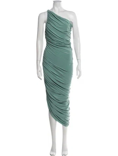 Pre-owned Norma Kamali One-shoulder Midi Length Dress In Green