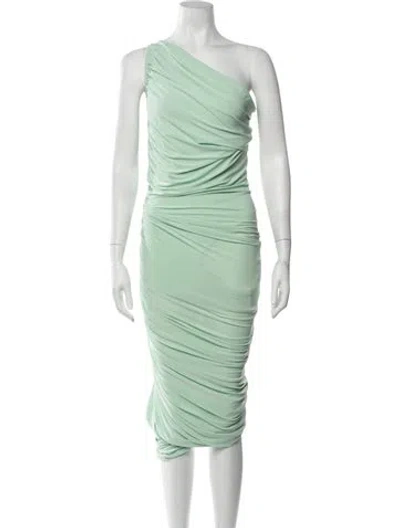 Pre-owned Norma Kamali One-shoulder Midi Length Dress In Green