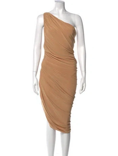 Pre-owned Norma Kamali One-shoulder Midi Length Dress In Neutral