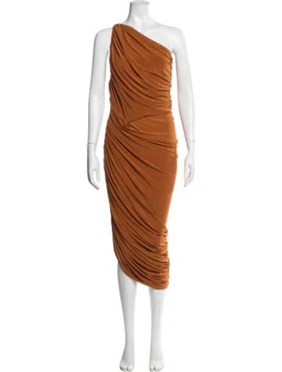 Pre-owned Norma Kamali One-shoulder Midi Length Dress In Orange