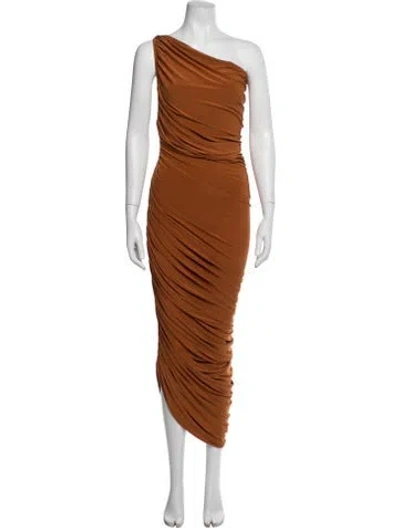 Pre-owned Norma Kamali One-shoulder Midi Length Dress In Orange
