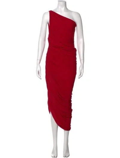 Pre-owned Norma Kamali One-shoulder Midi Length Dress In Red