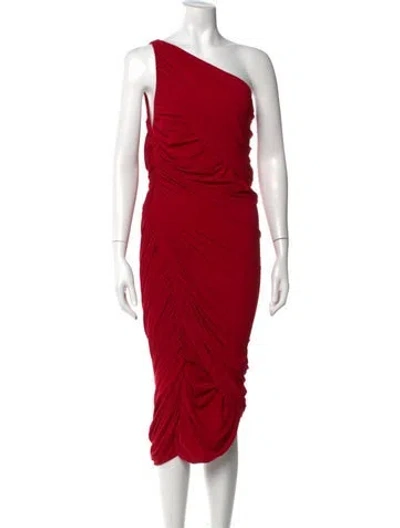 Pre-owned Norma Kamali One-shoulder Midi Length Dress In Red