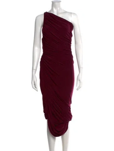 Pre-owned Norma Kamali One-shoulder Midi Length Dress In Red