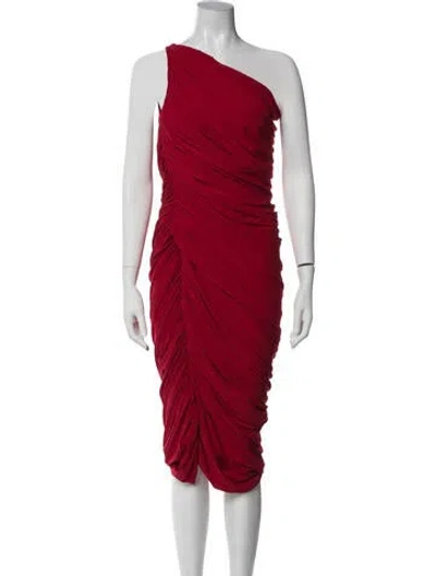 Pre-owned Norma Kamali One-shoulder Midi Length Dress In Red