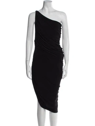 Pre-owned Norma Kamali One-shoulder Midi Length Dress W/ Tags In Black