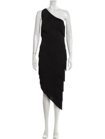 Pre-owned Norma Kamali One-shoulder Midi Length Dress W/ Tags In Black