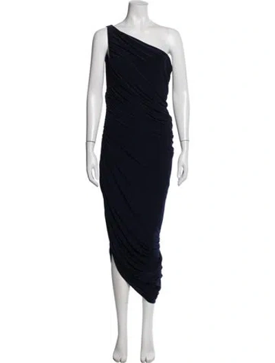 Pre-owned Norma Kamali One-shoulder Midi Length Dress W/ Tags In Blue