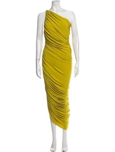 Pre-owned Norma Kamali One-shoulder Midi Length Dress W/ Tags In Yellow