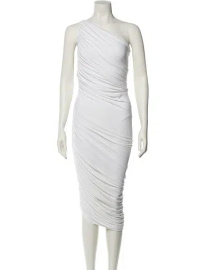 Pre-owned Norma Kamali One-shoulder Midi Length Dress In White