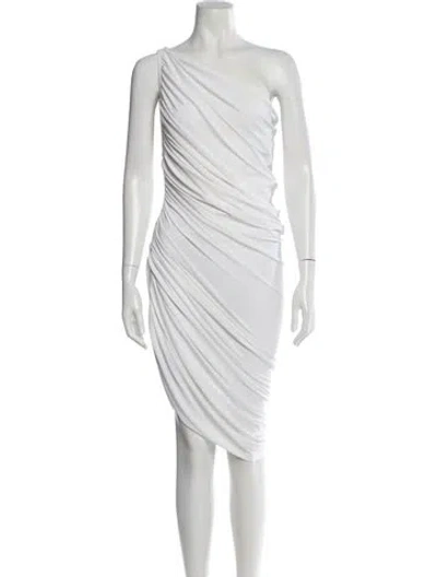 Pre-owned Norma Kamali One-shoulder Midi Length Dress In White