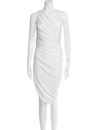Pre-owned Norma Kamali One-shoulder Midi Length Dress In White