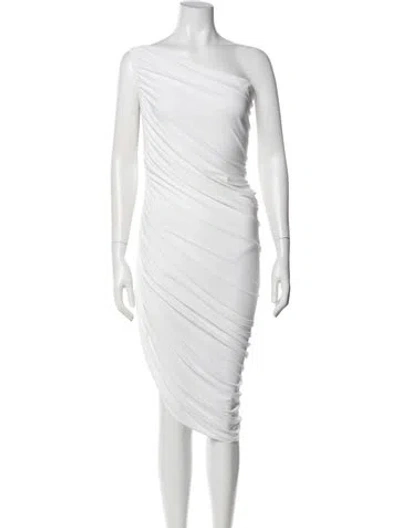 Pre-owned Norma Kamali One-shoulder Midi Length Dress In White