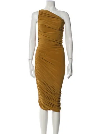 Pre-owned Norma Kamali One-shoulder Midi Length Dress In Yellow