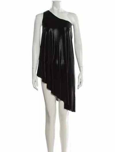 Pre-owned Norma Kamali One-shoulder Mini Dress In Black