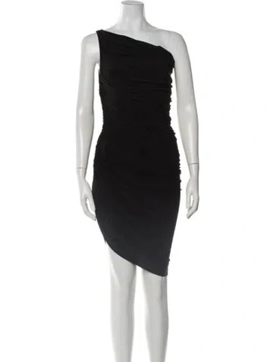 Pre-owned Norma Kamali One-shoulder Mini Dress In Black