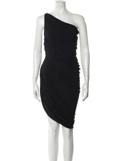 Pre-owned Norma Kamali One-shoulder Mini Dress In Black