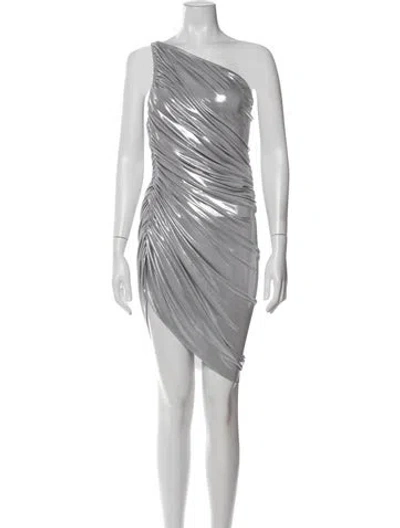 Pre-owned Norma Kamali One-shoulder Mini Dress In Silver
