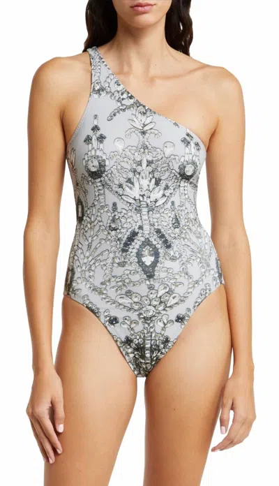 Norma Kamali One-shoulder One-piece Swimsuit In Light Jewels In Gray