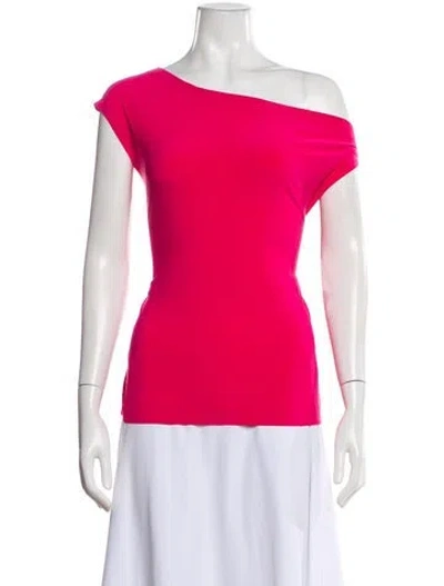Pre-owned Norma Kamali One-shoulder Short Sleeve Top W/ Tags In Pink