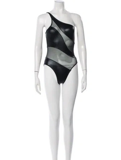 Pre-owned Norma Kamali One-shoulder Sleeveless Bodysuit In Black