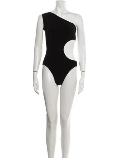 Pre-owned Norma Kamali One-shoulder Sleeveless Bodysuit In Black