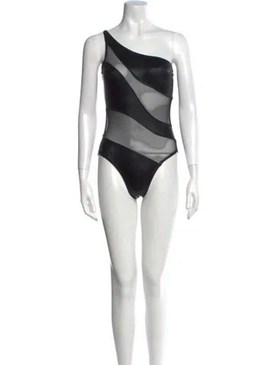 Pre-owned Norma Kamali One-shoulder Sleeveless Bodysuit W/ Tags In Black