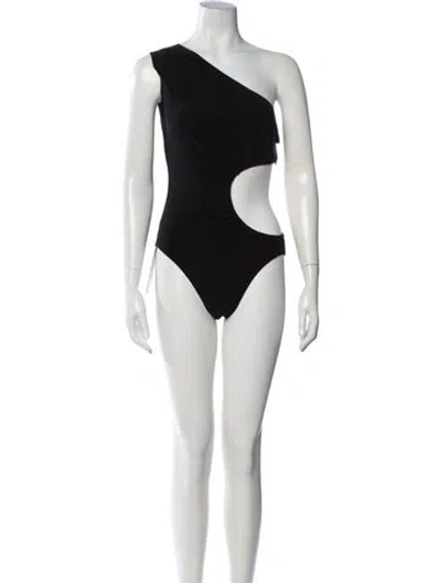 Pre-owned Norma Kamali One-shoulder Sleeveless Bodysuit W/ Tags In Black/neutrals