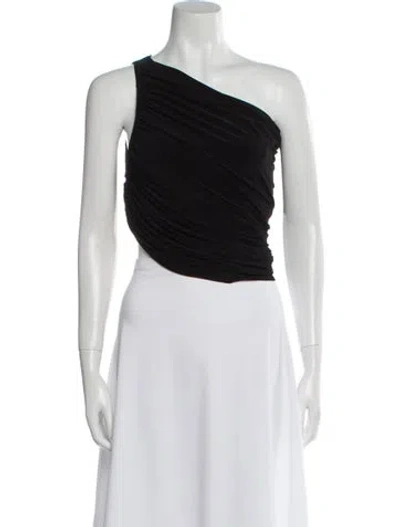 Pre-owned Norma Kamali One-shoulder Sleeveless Crop Top In Black