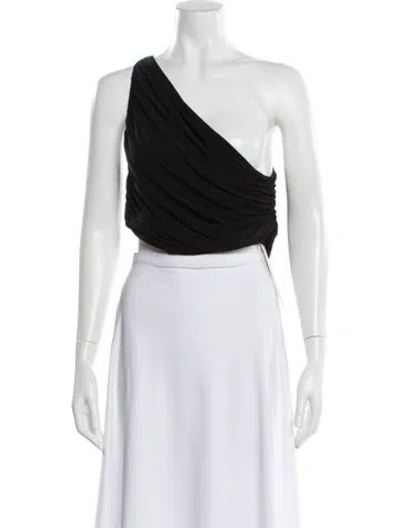 Pre-owned Norma Kamali One-shoulder Sleeveless Crop Top In Black