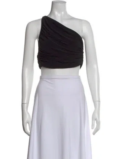 Pre-owned Norma Kamali One-shoulder Sleeveless Crop Top In Black